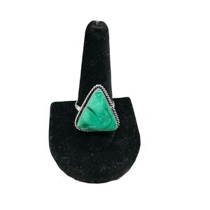 Malachite Sterling Silver Ring 10 1/4